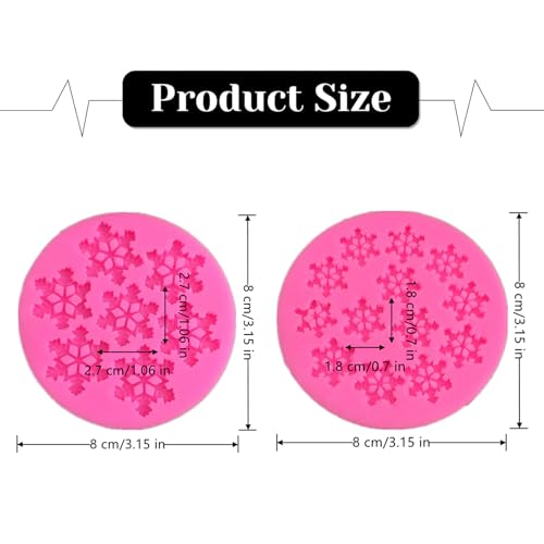 2 Pcs Snowflake Silicone Mold Winter 3D Snowflake Chocolate Mold