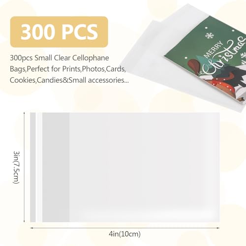 300 Pcs 3 x 4 In Cellophane Bags Self Adhesive Small Clear Plastic Cello Treat Bags Self Sealing 1.4 Mil for Candies Bakery Candle Cookie Soap Cards - color: Clear, size: 3x4inch(300pcs)