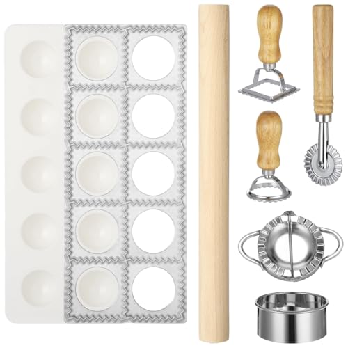 7 PCS Ravioli Maker Set with Pasta Cutter, Stamps and Dumpling Press
