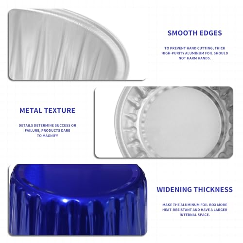 4th of July 50Pcs Mini Aluminum Foil Cupcake,5oz Baking Cups with Lids - color: Blue
