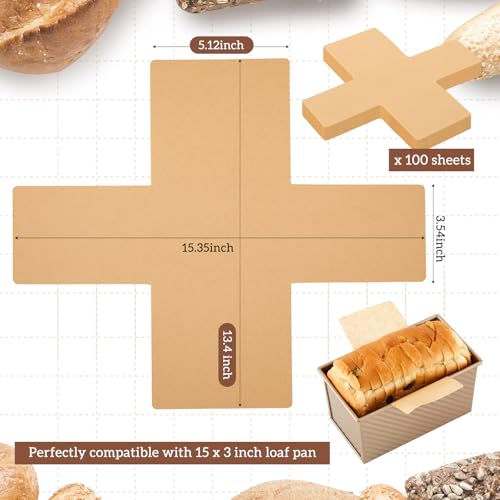Feifeiya 100 Pack Loaf Pan Liners, 13 x 5 Inch Parchment Paper - size: 13.4 x 5.12 Inch
