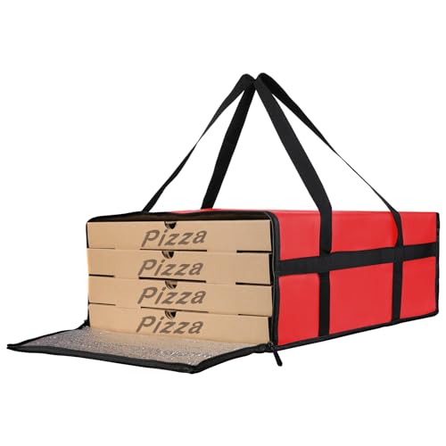 Bodaon Insulated Pizza Delivery Bag, 20" x 20" x 8" Red Warmer Bags, 1-Pack - color: Red, size: 20" x 20" x 8"