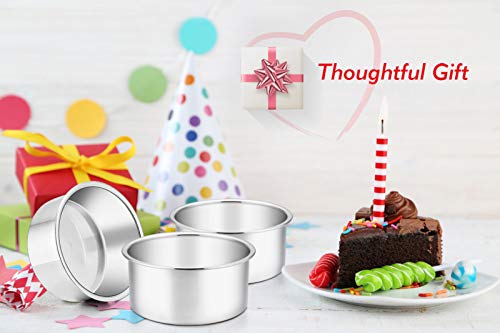 TeamFar 4 Inch Cake Pan, 6 Pcs Stainless Steel Round Baking Cake Pans Set - size: 4 Inch