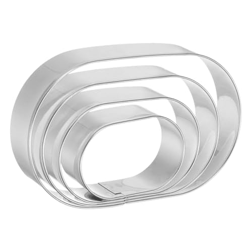 HARFINGTON Oval Cookie Cutter Set Stainless Steel Geometric Biscuit - style: Oval