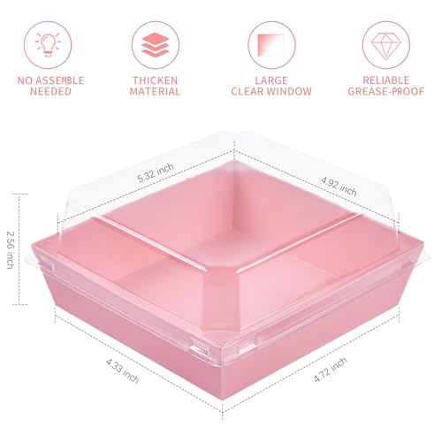 Ocmoiy Charcuterie Boxes with Clear Lids, 5 Inches, 100 Pack, Pink - color: Pink