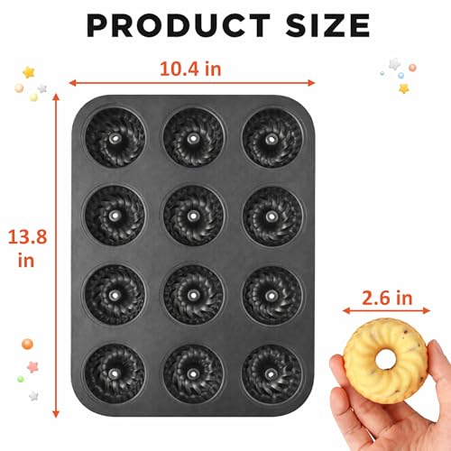Fluted Tube Cake Pan, 2-Pack Nonstick Carbon Steel Baking Pan, 13.8 x 10.4 Inch Bakeware for Cakes, Brownies, Cornbread, Donuts and Mini Desserts