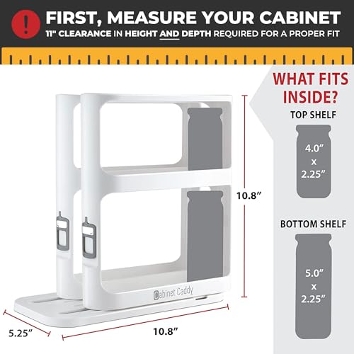 Cabinet Caddy Spice Rack Organizer for Cabinet, Pull & Rotate, 2-Tier