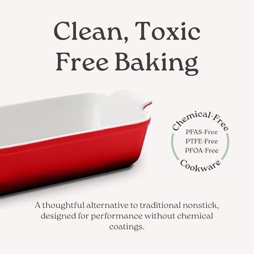 ROSSALLINI Stoneware Loaf Pan for Bread Baking, Glazed, 1 lb, Deep Red - color: Deep Red