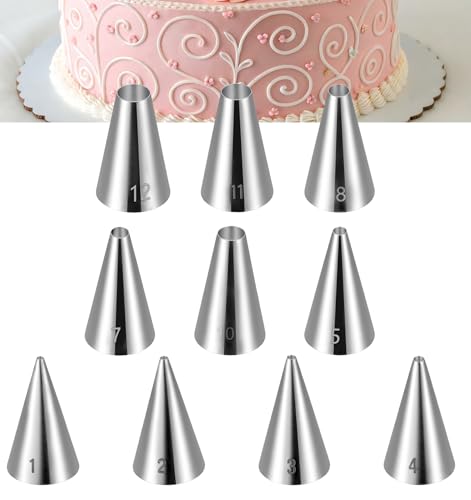 10Pcs Wilton Tips, 10 Sizes Wilton Round Piping Tips for Cookies