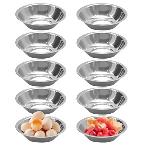 10 Pack 6.5 Inch Small Stainless Steel Bowls for Prep and Cereal