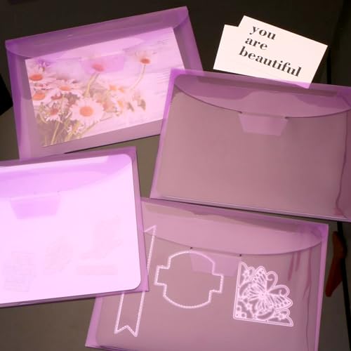UNIMEIX 40 Pcs Magnetic Sheets for Die Storage Stamp and Die Storage Pockets Die Cut Storage for Card Making (20 Pcs Sheets+ 20 Pcs Bags,0.8 mm Thickness (Purple) - color: Purple
