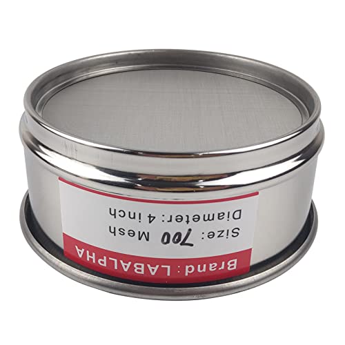 LABALPHA 700 Mesh Lab Sieves, Test Sieve #700 Mesh, 4'' Diameter, 304 Stainless Steel Wire Cloth (0.023mm) - size: 700 mesh (0.023mm)