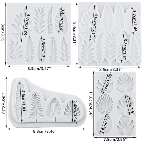 Tropical Leaf Silicone Mold Monstera Leaves Fondant Mold Set of 4 - color: Style B