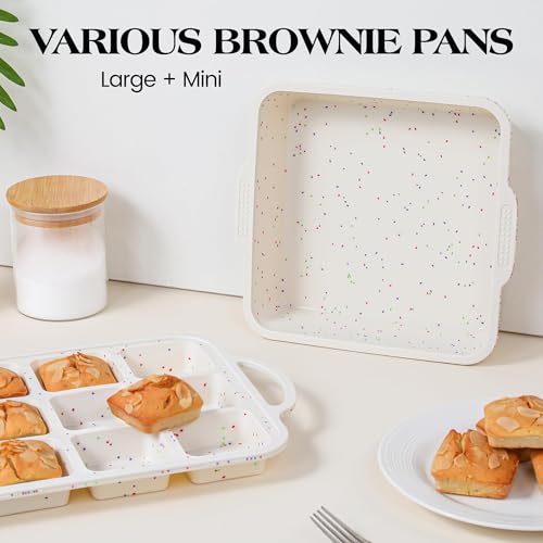 Mini Individual Square Brownie Pan with Dividers, Cream - color: Square, size: 2.5 inch