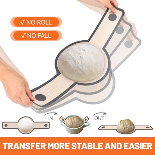 HOTEC 2 Pcs Silicone Bread Sling for Dutch Oven, 0.7MM Thickened Heat Resistant to 500°F Non-Stick Baking Mat with Long Handle Easy to Transfer Sourdough Bread, Dutch Oven Liners Baking Supplies - color: 2pcs: Grey