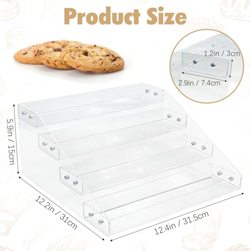 Tfwadmx 4 Tier Cookie Display Stand, Clear Acrylic Tiered Cupcake & Dessert Display Stand for Bakers, Vendors, Parties, Craft Fairs, and Market Booths