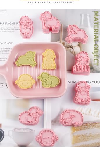 Sheep Cookie Cutters,Animal Cookie Stamps Set 8pcs (Sheep) - color: Sheep