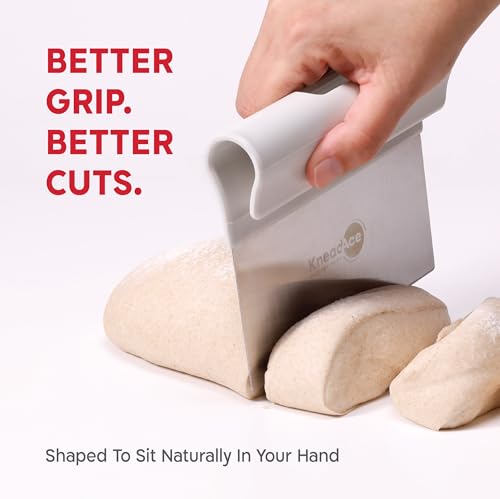 KneadAce Bench Scraper - Dough Scraper with Nesting Baker's Brush Set - color: White, Red