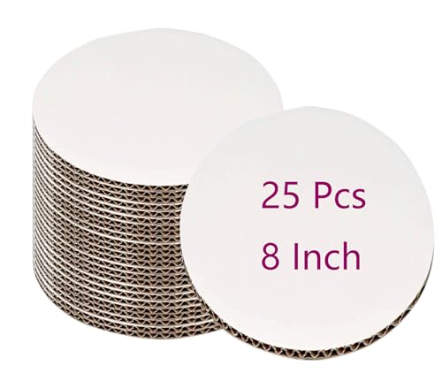 25pcs White Cake Boards 8 inch Round Disposable Cake Circle Plate Waterproof and Oil-proof Cake Boards Sturdy Cake Trays for Cake DIY Bread Dessert and Crafts Display (8 Inch-pack of 25) - size: 8 Inch-pack of 25
