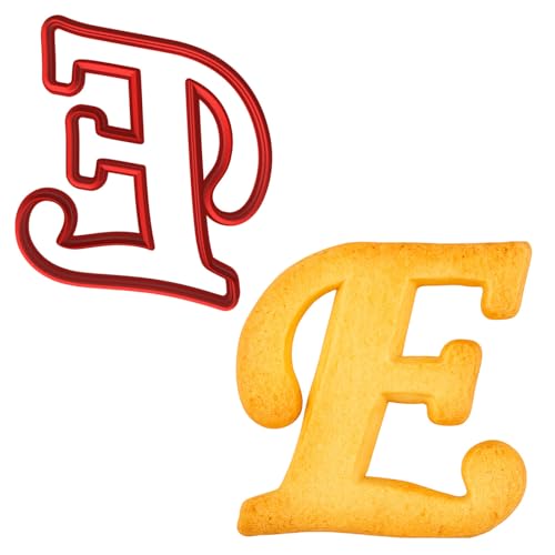 Mighty Gadget Fancy Cursive Letter A to Z Cookie Cutter - 4" Tall Alphabet Baking Mold (Random Color) (E) - color: E
