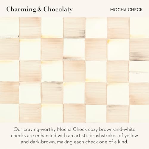 MACKENZIE-CHILDS Pedestal Platter, Small, Brown-and-White Mocha Check - color: Mocha Check, size: Small