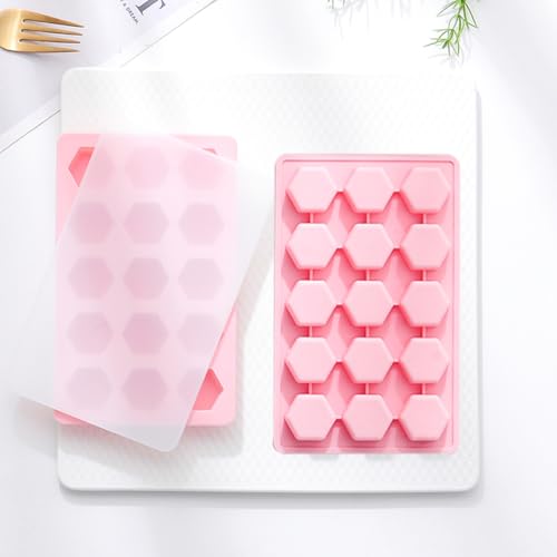 2-Pack Hexagon Shape Candy & Chocolate Silicone Molds, Non-stick, Pink - size: Hexagon