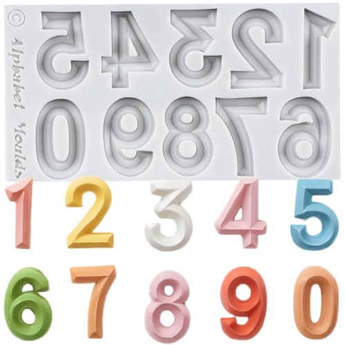Number Silicone Molds 3D Number 0-9 Fondant Chocolate Mold - color: Style D