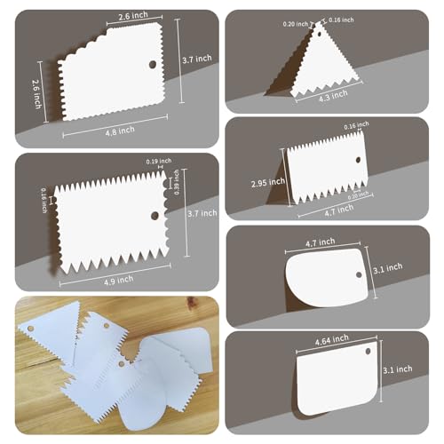 Cake Scraper, 6 Pcs Cake Smoother Scraper, Dough Scraper White - color: White