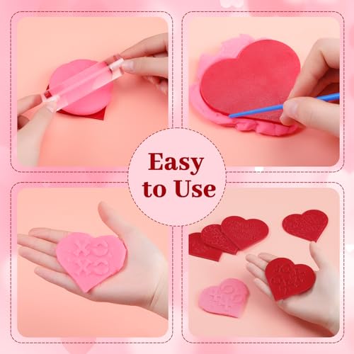 Zubebe 6 Pcs Valentine's Day Cookie Stamp Fondant Embosser Set Valentine's Day 3D Design Cookie Cutter Love You Stamp for Baking Cooking Biscuit Cake Wedding Party Decorating Tool (Fashion Style) - style: Fashion Style