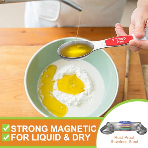 Wildone Stainless Steel Magnetic Measuring Spoons with Strong Magnets, 14pc - color: Multicolor
