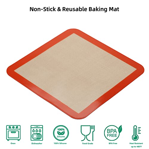 Square Silicone Baking Mats for 10 Inch Cake Pan, 9.65"Square Food Grade Silicone Mat for Baking Sheet for Cake/Pastry/Toast/Pie, Non-Stick Reusable Baking Mat for 10x10 Air Fryer/Cake Pan/Oven - size: 9.7"L x 9.7"W