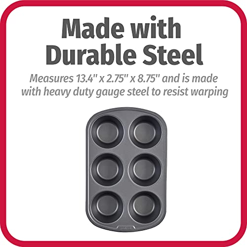 GoodCook Everyday Nonstick Steel Jumbo Texas Muffin Pan,6-cup,Gray,(Pack of 12) - size: 6 Cups (Jumbo) (Pack of 12)