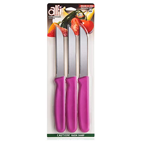 Alfi All-Purpose Knives Aerospace Precision Pointed Tip - Home And Kitchen Supplies - Serrated Steak Knives Set | Made in USA (Pink Pearl) - color: Pink Pearl