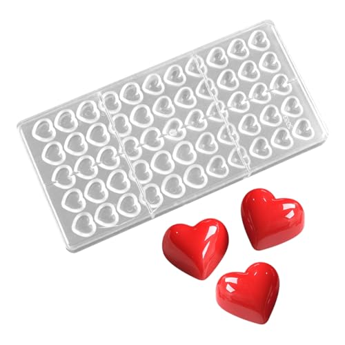 TUKE Polycarbonate Chocolate Mold 55 Cavity Love Heart Shape Pralines & Truffles Mold, Transparent Plastic Candy Making Mold for Baking, Desserts, Ice Cubes - Dishwasher Safe (C_ Heart) - size: C_ Heart