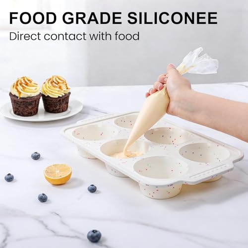 Vinino Silicone Jumbo Muffin Pan with Reinforced Frame for Oven, BPA-Free - size: Jumbo: 6-Cup x 2 Pcs