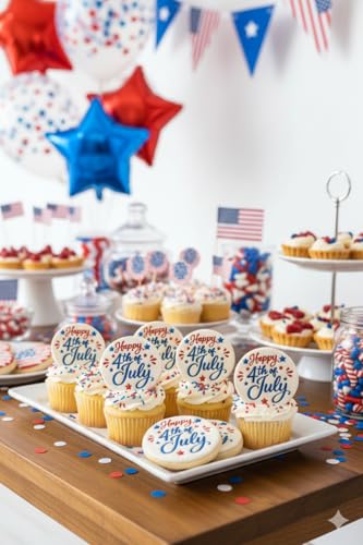 Happy 4th of July 3D Cookie Cutter and Stamp, 3.15-inch American Independence Day Patriotic Relief Circular Mold for Fondant, Crafts, Cold Dough, Cookies, Icing - color: Happy 4th of July