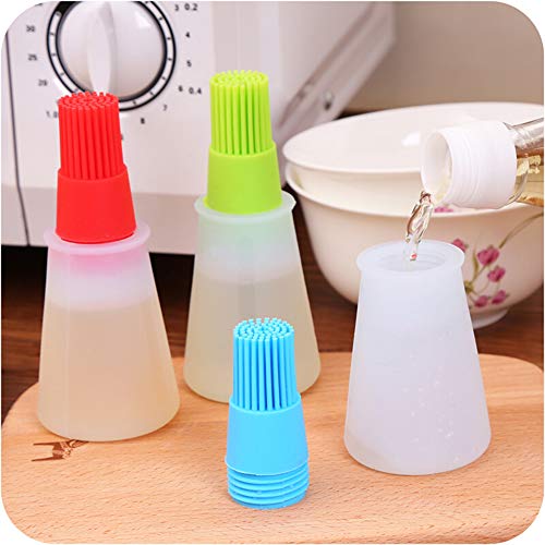 AKOAK 1 Pack Environmentally Friendly Silicone Flat-Bottomed Barbecue Oil Bottle Brush, Pastry Brush, Kitchen Baking and Barbecue Cooking Tools (Blue) - color: Blue