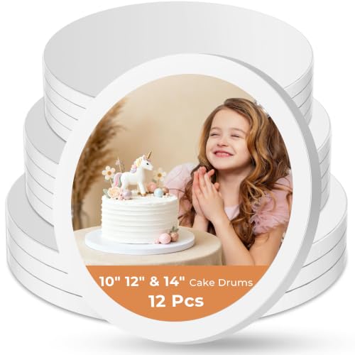 Kootek 12 Pack Cake Boards 10&12&14 Inch Round Cake Drums Base para Pastel - size: 10, 12, and 14 inch