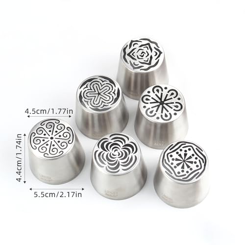 19 Pcs Stainless Steel Extra Large Russian Tulip Icing Tips Kit for Baking - color: SILVER SET9