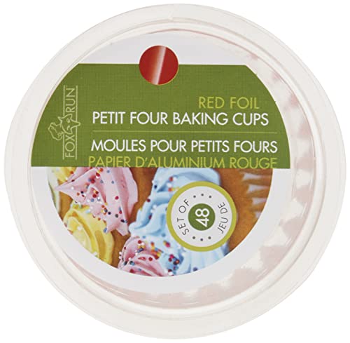Fox Run Red Foil Muffin and Cupcake Liners, Set of 48 Petit Size Wrappers - size: Petit Four