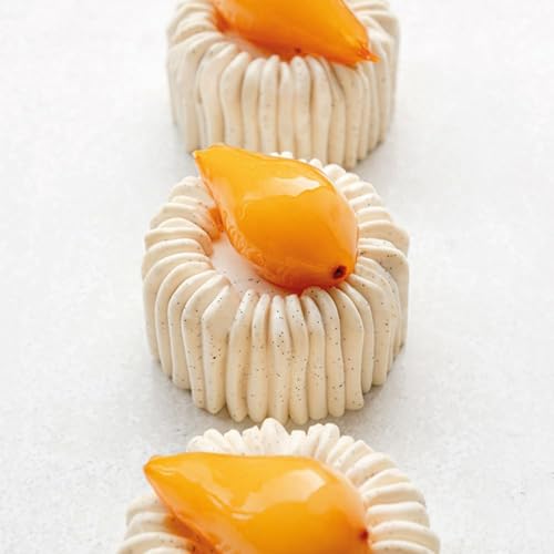 6-Cavity Silicone Mousse Cake Mold, Fluted Round Design, 29.5x17.2cm - color: White-QY193