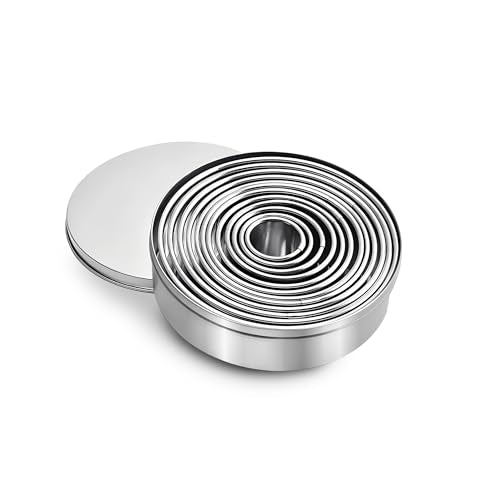 12-Piece Round Cookie Cutter Set - size: 12PCS Round Silver