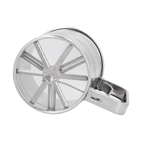 Generic Stainless Steel Flour Sifter 3.9oz Manual Hand Held Sifter with Fine Mesh and Crank Handle for Baking Powder Sugar Cocoa and Coffee