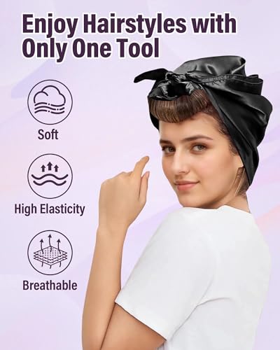 Heatless Hair Curler Overnight Curls-3 Pcs No Heat Curling Blowout Rod to Sleep In,Hair Rollers with Satin Scarf - color: Black(Pack of 3)
