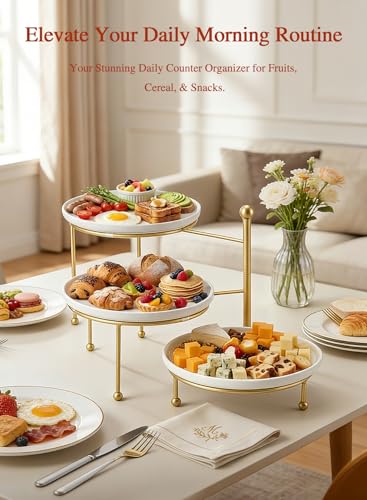 Tiered Serving Tray for Party, 10 Inch Dessert Display Stand, Gold - color: Gold