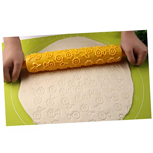 LABRIMP Embossed Rolling Pin for Fondant Sugar Paste Marzipan and Clay Textured Rolling Pin for Even Rolling Cake Decorating Tool for Diy Baking Pastry Dough Pie Crust 14.37 in