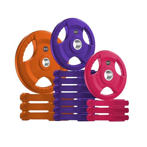 SPART 2-Inch Color Rubber Coated Olympic Grip Plate in Pairs or Single for Strength Training, Weightlifting and Bodybuilding, Solid Cast Iron Weight Plates for Barbell, 2.5LB/5LB/10LB/25LB/35LB/45LB, Two Years Warranty - color: 90LB SET