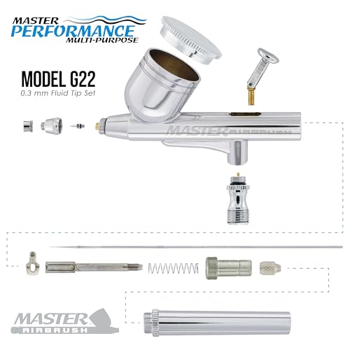 Master Airbrush G22 Multi-Purpose Dual-Action Gravity Feed Airbrush Gun Set