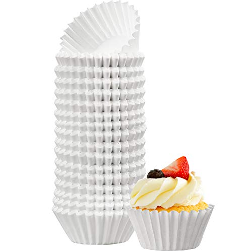 LotFancy 500Pcs Mini Cupcake Liners for Baking, White Mini Muffin Liners - color: White