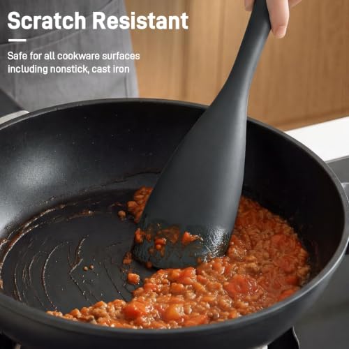 3 PACK Silicone Cooking Spatula & Spoon for Nonstick Cookware, BPA-Free - color: 3 Pack Grey